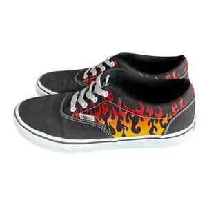VANS Doheny Flames Fire Black canvas Y2K SK8 skate Streetwear youth size 6